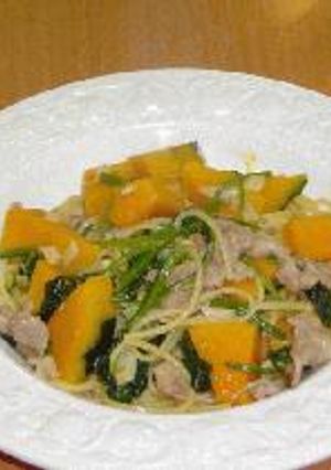 かぼちゃと豚肉のスパゲッティー-レシピのメイン写真