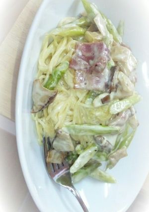 アスパラベーコンと茸のクリームパスタ-レシピのメイン写真