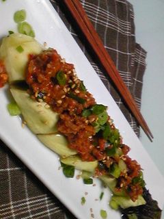 夏にピリ辛!!丸ごと茄子の肉味噌のせ-レシピのメイン写真