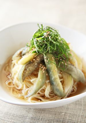 なすの冷製和風スープパスタ-レシピのメイン写真