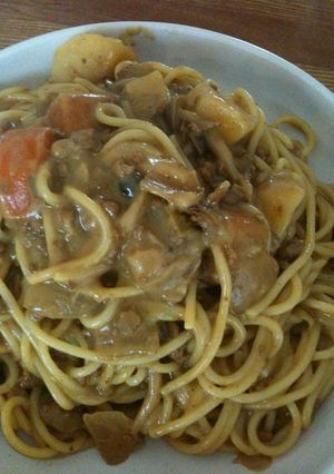 残り物カレーで簡単♪カレースパゲティ-レシピのメイン写真