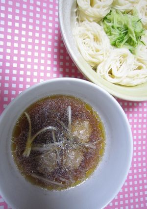 そうめんに!ごぼう肉団子汁-レシピのメイン写真