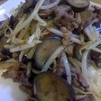 なすともやし、牛肉の炒めもの