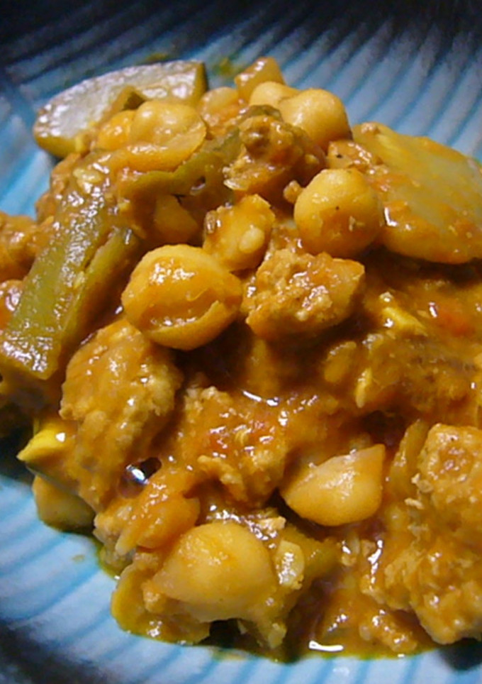 ヒヨコ豆と夏野菜のカレー炒め-レシピのメイン写真