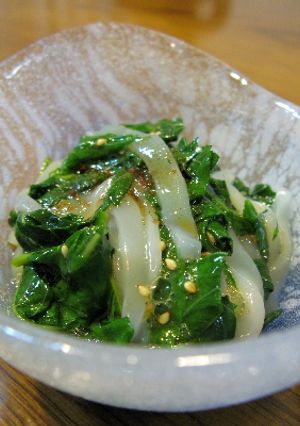イカとモロヘイヤの食べるラー油和え-レシピのメイン写真
