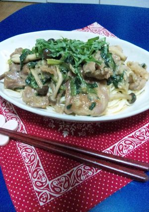 ほうれん草ときのこの冷製とろろパスタ-レシピのメイン写真