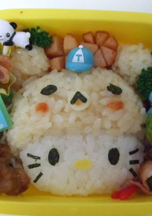 キティちゃん　キャラ弁　ぶたの照り焼き-レシピのメイン写真