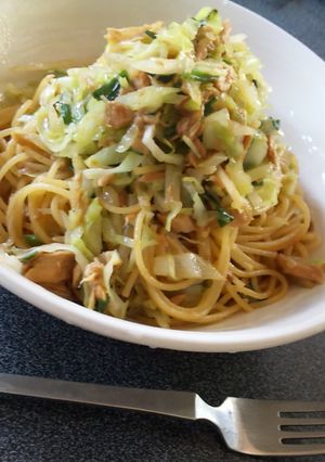 ツナとキャベツのめんつゆパスタ-レシピのメイン写真