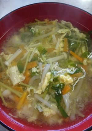 豆苗のかき卵みそスープ-レシピのメイン写真