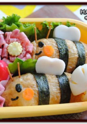 お弁当★稲荷でミツバチさん♪(キャラ弁)-レシピのメイン写真