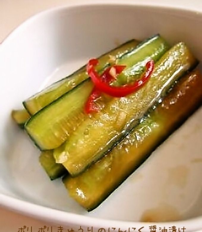 ポリポリきゅうりのにんにく醤油漬け by 庭乃桃 【クックパッド