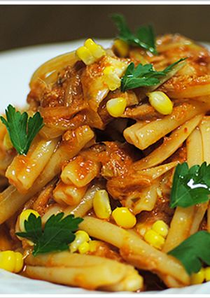 ツナとたまねぎ、とうもろこしの冷製パスタ-レシピのメイン写真