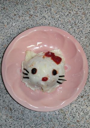 キティちゃんの白いオムライス！娘大喜び☆-レシピのメイン写真