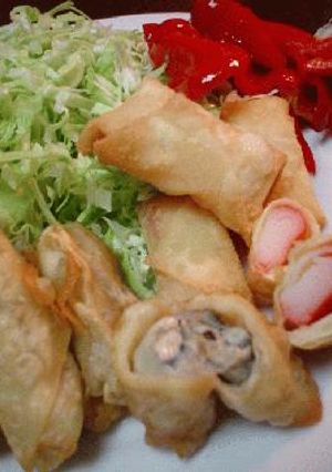 ワンタン揚げ2種「牡蠣とカニカマ」-レシピのメイン写真