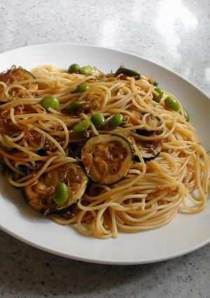 ズッキーニと枝豆、じゃこの冷製パスタ-レシピのメイン写真