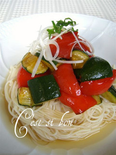 夏野菜のグリルそうめん-レシピのメイン写真