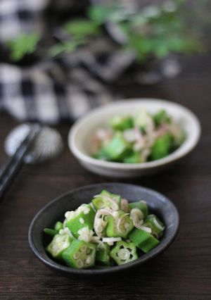 オクラと茗荷の塩ごま油和え(ナムル)-レシピのメイン写真
