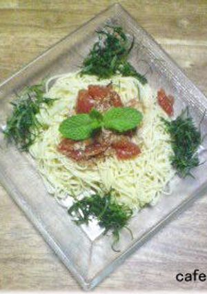 おかひじきとトマトの冷製パスタ-レシピのメイン写真