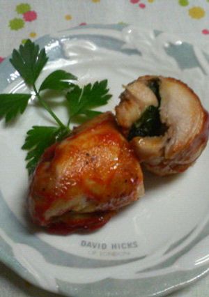 鶏バジル☆ケチャップでチキンロール♪-レシピのメイン写真