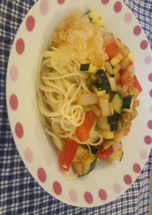 パパからのお野菜で簡単冷たいスープパスタ-レシピのメイン写真