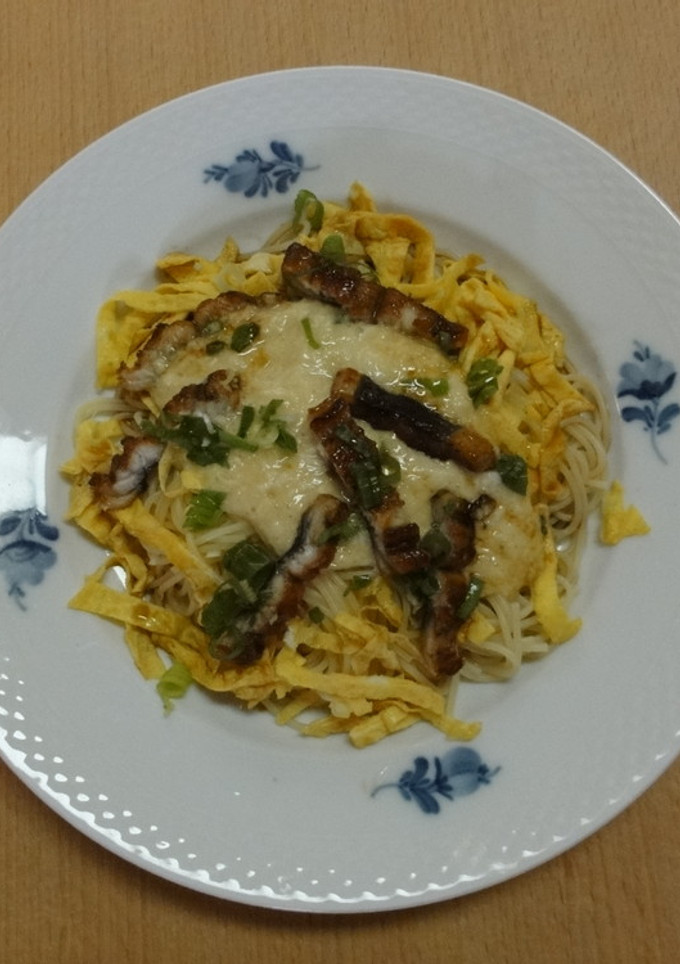 栄養満点！うなぎととろろの冷製パスタ-レシピのメイン写真