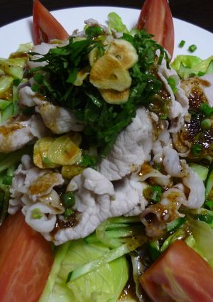 にんにくチップのせ豚しゃぶサラダ-レシピのメイン写真