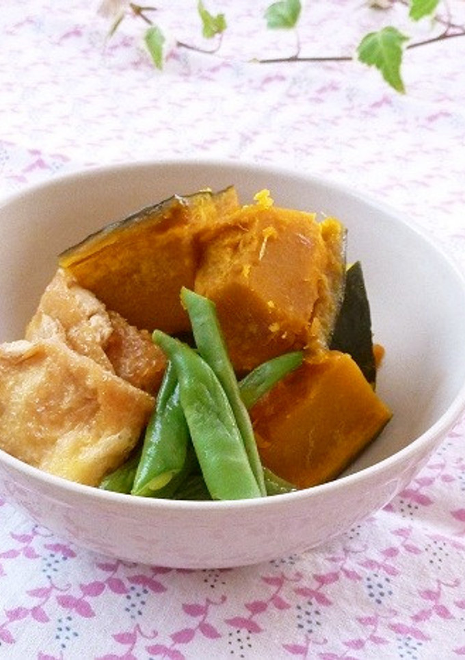 かぼちゃといんげん、油揚げの煮物-レシピのメイン写真