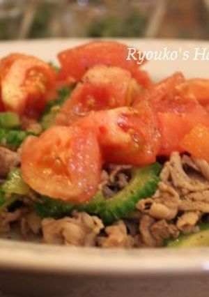 ☆ゴーヤと豚肉炒めフレッシュトマト添え☆-レシピのメイン写真