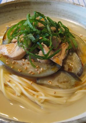 なすと鶏肉の豆乳カレー風味冷製パスタ-レシピのメイン写真