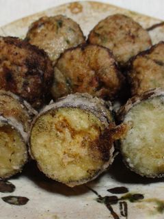 餃子のたねの残りで!なすのはさみ揚げ-レシピのメイン写真