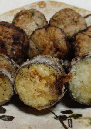 餃子のたねの残りで!なすのはさみ揚げ-レシピのメイン写真