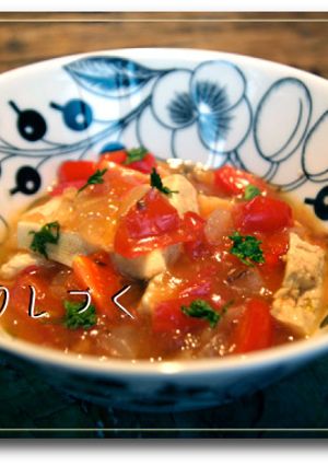 高野豆腐の洋風トマトあんかけ♪-レシピのメイン写真