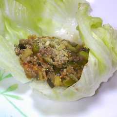 夏野菜とひき肉のレタス包み-レシピのメイン写真