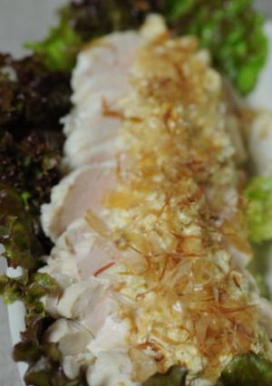 圧力鍋で時短！茹で鶏　豆腐ごまマヨだれ-レシピのメイン写真