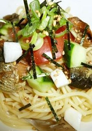 お魚の缶詰で和風冷製パスタ-レシピのメイン写真