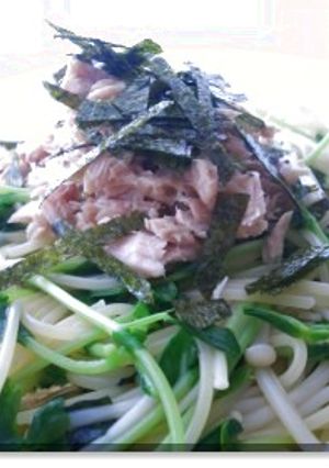 豆苗とツナのあっさり簡単パスタ♪-レシピのメイン写真