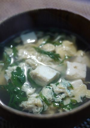春菊と豆腐と卵のすまし汁-レシピのメイン写真