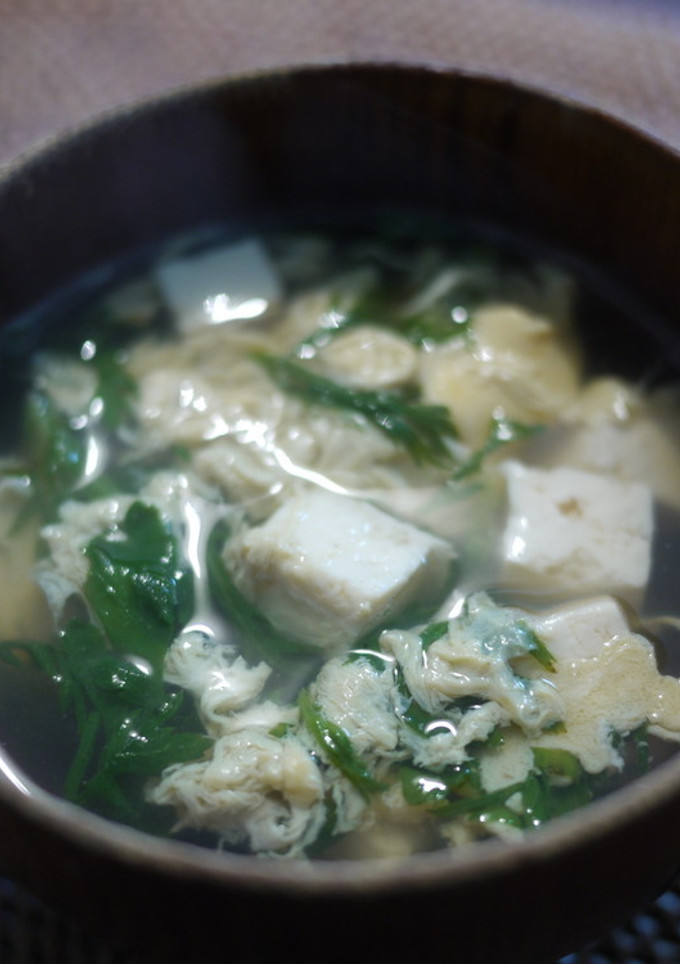 春菊と豆腐と卵のすまし汁-レシピのメイン写真