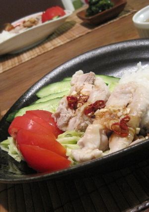 シンガポール風チキン＆茹で汁スープ-レシピのメイン写真