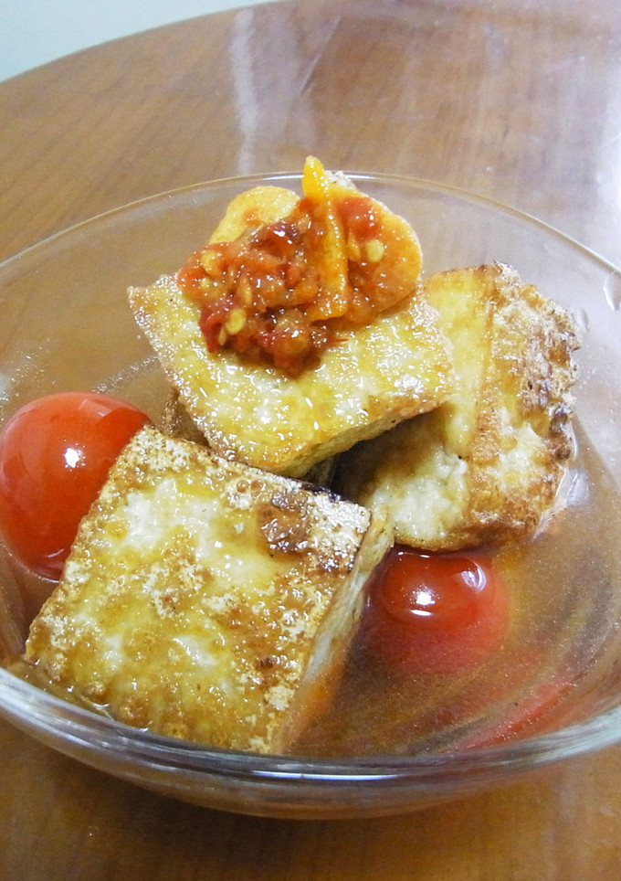 厚揚げの煮浸し〜食べるラー油をのせて〜-レシピのメイン写真