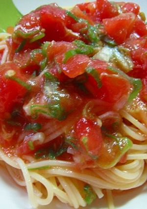 素朴だけど美味しいトマトの冷製パスタ♪-レシピのメイン写真