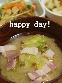 白菜とベーコンのお味噌汁-レシピのメイン写真