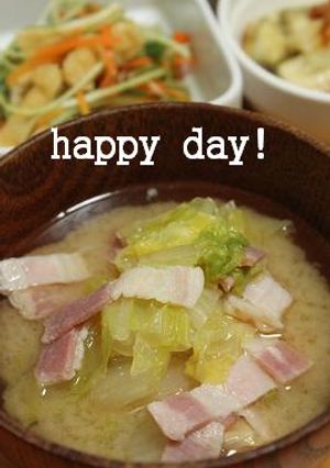 白菜とベーコンのお味噌汁-レシピのメイン写真