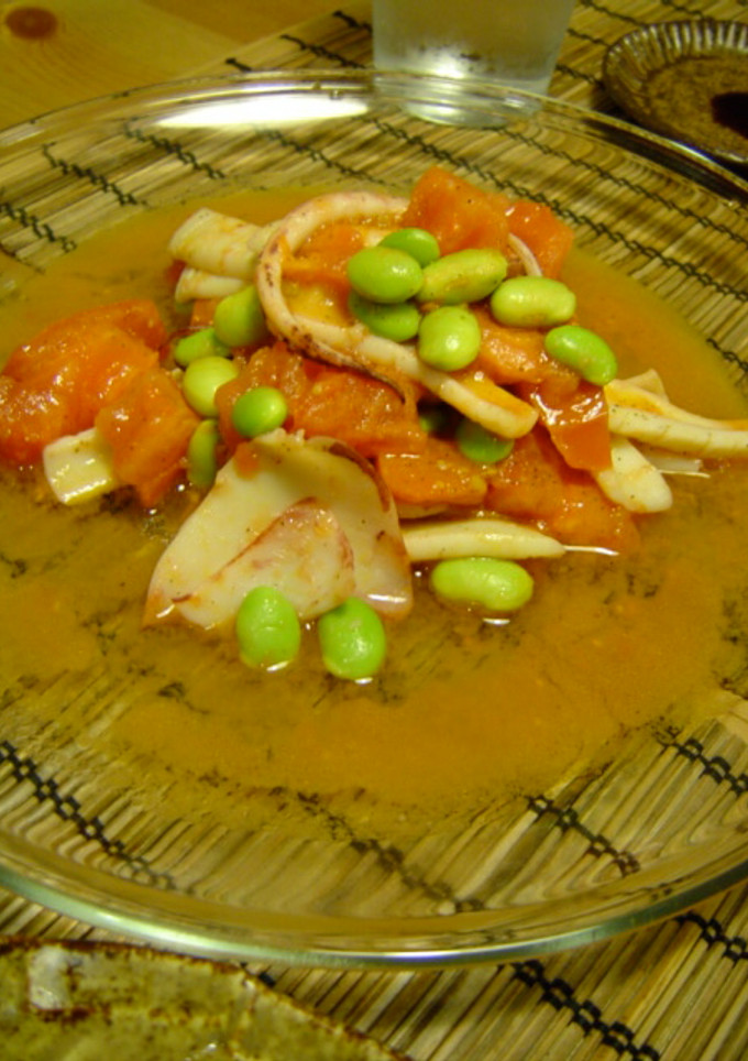 ささっと、イカトマト枝豆のオリーブ油炒め-レシピのメイン写真