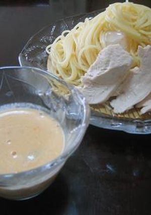 つけ麺パスタ~トマチキクリーム~-レシピのメイン写真