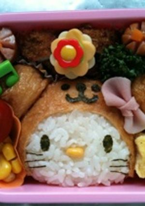 キャラ弁＊熊の着ぐるみキティちゃん弁当-レシピのメイン写真