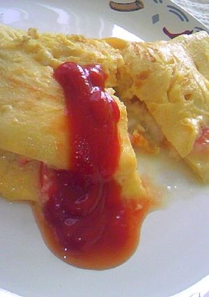 トマト玉ねぎ入りのオムレツ-レシピのメイン写真
