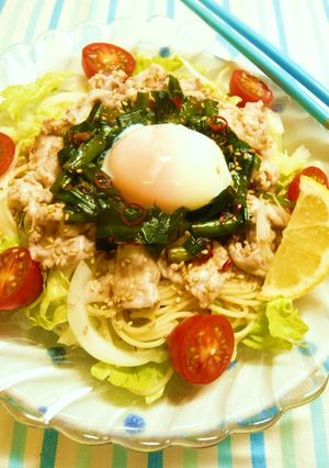 夏にスタミナ！にら醤油の冷製パスタ-レシピのメイン写真