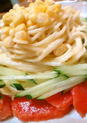 冷製☆スモークサーモンの豆腐クリームスパ-レシピのメイン写真