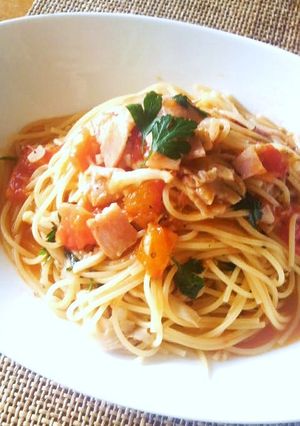 たもぎ茸とベーコンのトマトパスタ-レシピのメイン写真